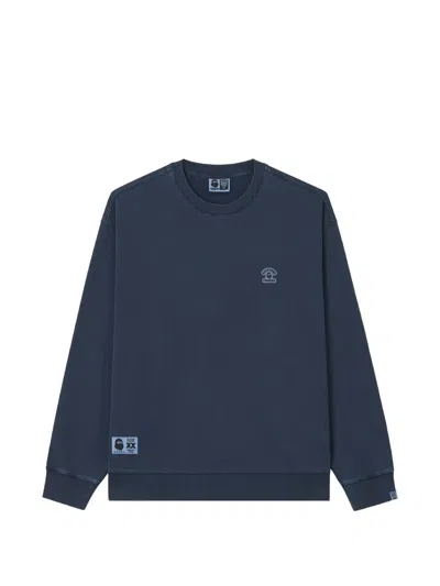 Fingercroxx Logo-patch Crew-neck Sweatshirt In Blue