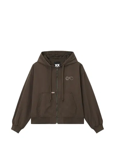 Fingercroxx Logo-patch Hoodie In Brown