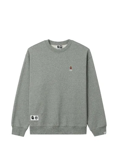 Fingercroxx Logo-patch Mélange-effect Sweatshirt In Gray