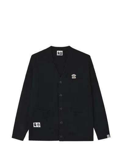 Fingercroxx Logo-patch V-neck Cardigan In Black