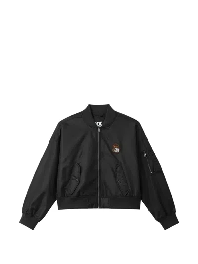 Fingercroxx Logo-patch Zip-up Bomber Jacket In Black