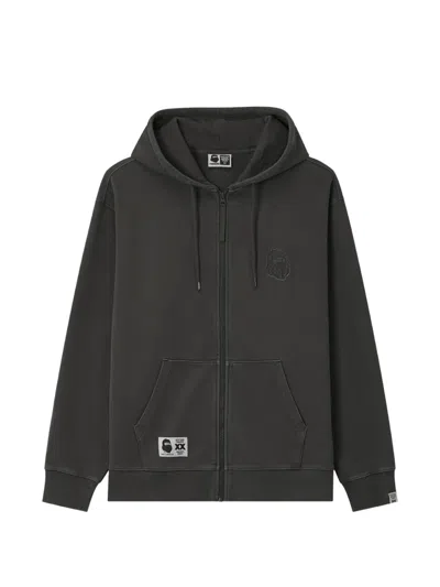 Fingercroxx Logo-patch Zip-up Hoodie In Grey