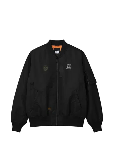 Fingercroxx Logo-print Bomber Jacket In Black