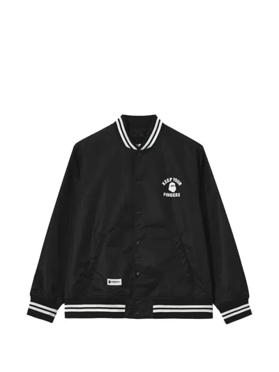 Fingercroxx Logo-print Bomber Jacket In Black