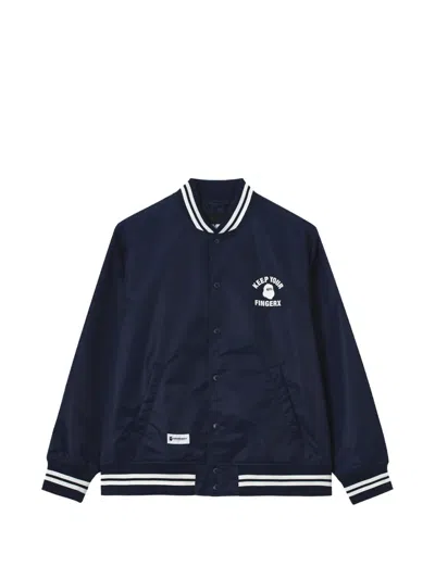 Fingercroxx Logo-print Bomber Jacket In Blue