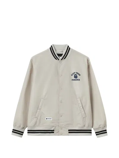 Fingercroxx Logo-print Bomber Jacket In Brown
