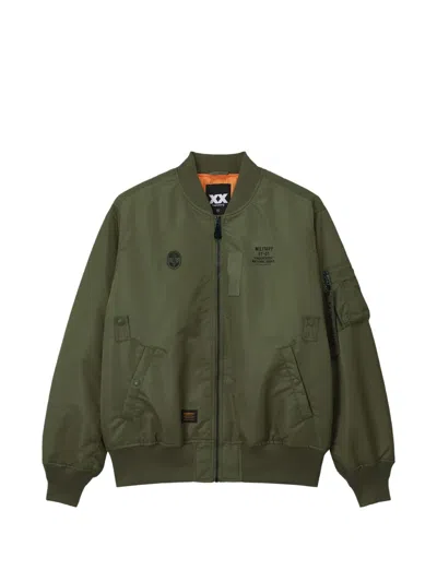 Fingercroxx Logo-print Bomber Jacket In Green