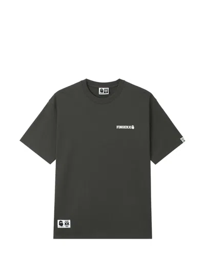 Fingercroxx Logo-print Cotton T-shirt In Grey