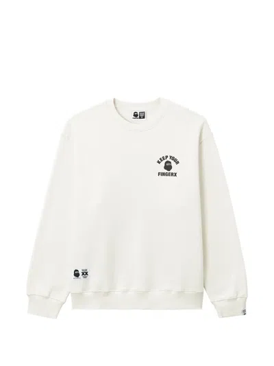 Fingercroxx Logo-print Crew-neck Sweatshirt In White
