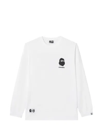 Fingercroxx Logo-print Long-sleeve T-shirt In White