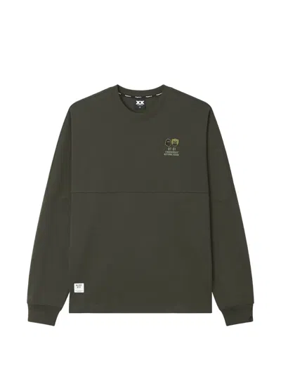 Fingercroxx Logo-print Panelled Sweatshirt In Green