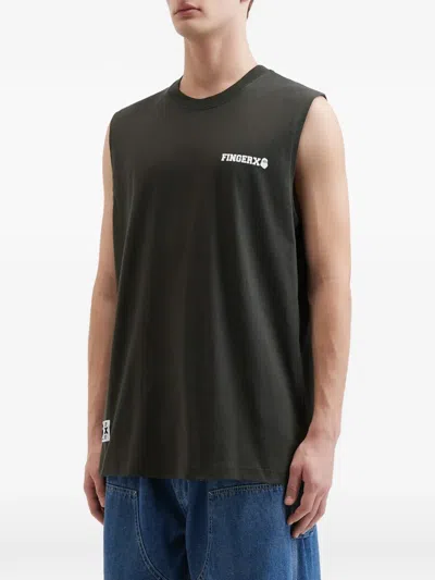 Fingercroxx Logo-print Tank Top In Green