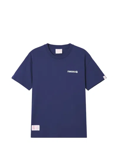 Fingercroxx Logo-print T-shirt In Blue