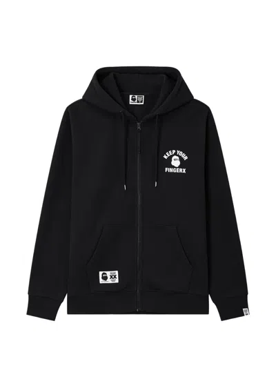 Fingercroxx Logo-print Zip-up Hoodie In Black