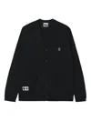 Fingercroxx Patch-pocket Ribbed Cardigan In Black