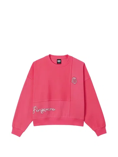 Fingercroxx Patchwork Logo-patch Sweatshirt In Pink