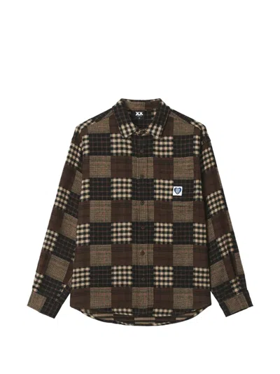 Fingercroxx Patchwork-effect Checked Shirt In Black