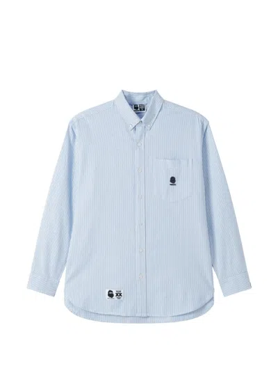 Fingercroxx Pinstripe Chest-pocket Shirt In Blue