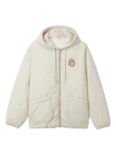 Fingercroxx Quilted Hooded Jacket In Neutral