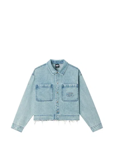 Fingercroxx Raw-cut Denim Shirt In Blue