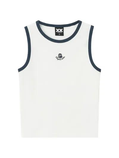Fingercroxx Ribbed Logo-embroidered Top In White