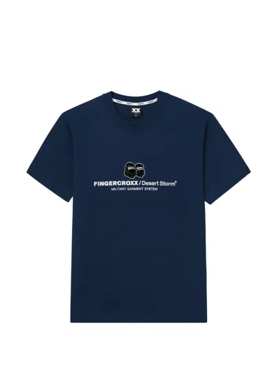 Fingercroxx Round-neck T-shirt In Blue