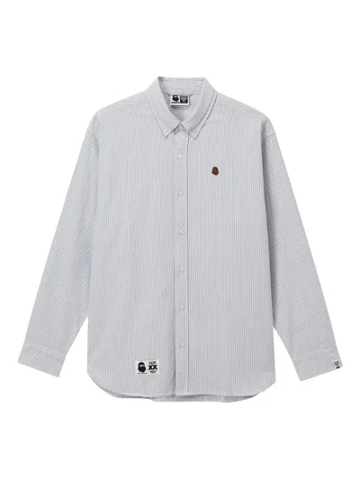Fingercroxx Striped Logo-patch Shirt In Gray