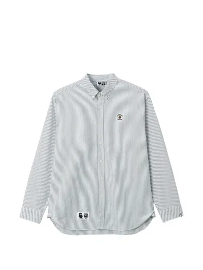 Fingercroxx Striped Logo-patch Shirt In White