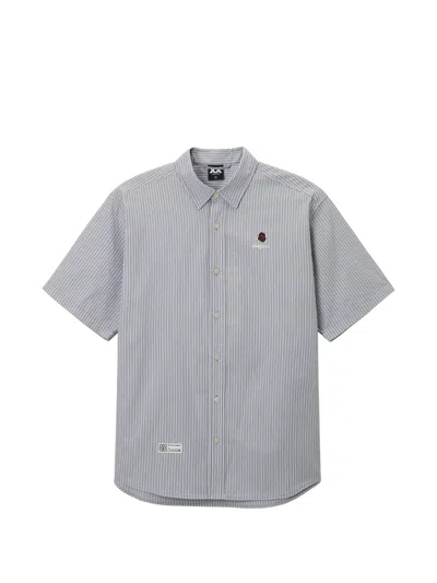 Fingercroxx Striped Short-sleeve Shirt In Gray