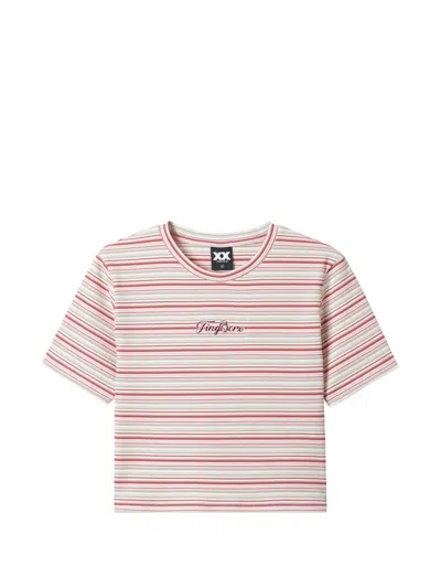 Fingercroxx Striped-pattern T-shirt In Pink
