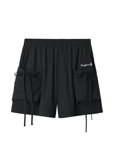 Fingercroxx Tie-detail Cargo Shorts In Black