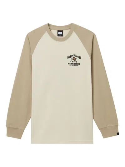 Fingercroxx Two-tone Embroidered T-shirt In Multi