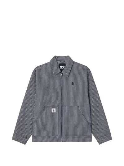 Fingercroxx Vertical-stripe Zip-up Jacket In Blue