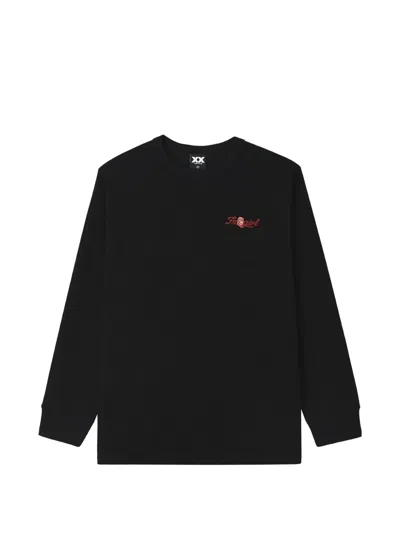 Fingercroxx Waffle-knit Raglan-sleeve Sweatshirt In Black