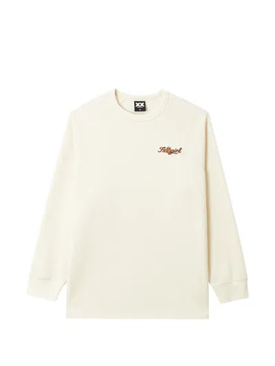 Fingercroxx Waffle-knit Raglan-sleeve T-shirt In White
