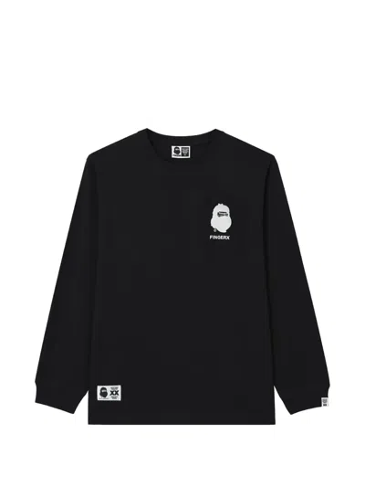 Fingercroxx X A Bathing Ape Logo-print Long-sleeve T-shirt In Black