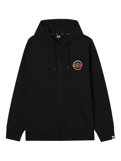 Fingercroxx Zip Graphic Cotton Hoodie In Black