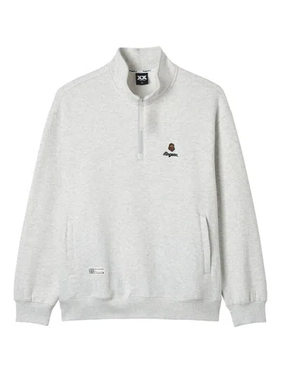 Fingercroxx Zip Mock-neck Sweatshirt In Gray