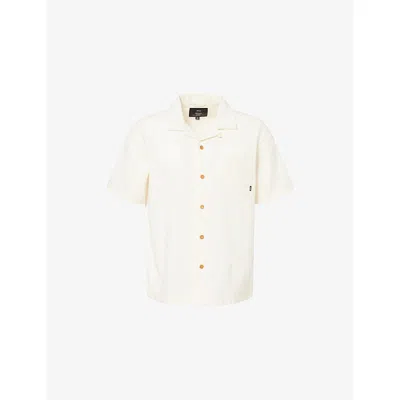 Finisterre Mens Ecru Hendra Short-sleeve Cotton Shirt In White