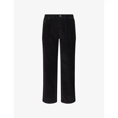 Finisterre Mens  Basset Straight-leg Cotton-corduroy Utility Trousers In Black
