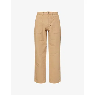 Finisterre Mens Flint Basset Straight-leg Cotton Utility Trousers In Gray
