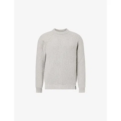 Finisterre Mens Grey Marl Mora Ribbed Wool Jumper In Gray