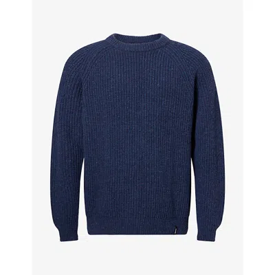 Finisterre Mens Mora Knitted Wool Jumper Navy