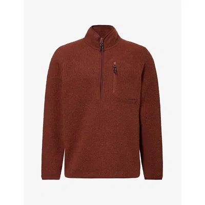Finisterre Mens Portell Half-zip Fleece Pullover Mahogany Brown