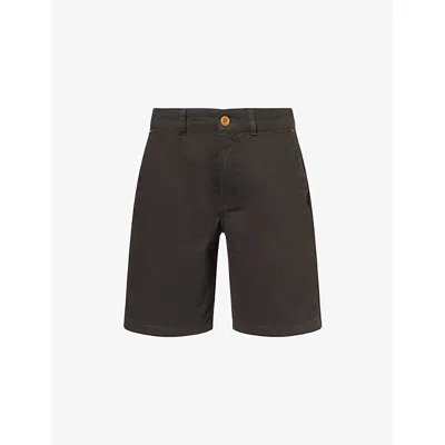 Finisterre Mens Raven Rincon Straight-leg Cotton Chino Shorts In Black