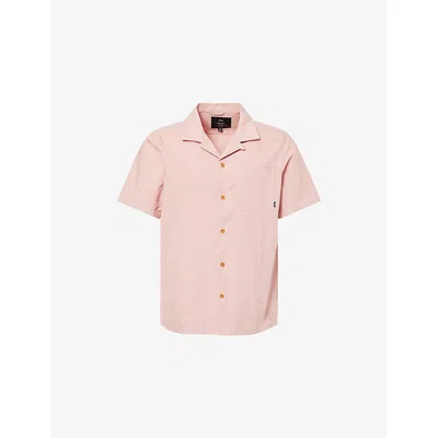 Finisterre Mens Rock Salt Hendra Short-sleeve Cotton Shirt In Pink