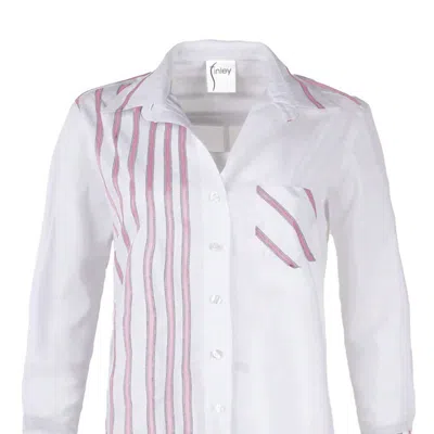 Finley Alex Ribbon Stripe Shirt In Pink/white