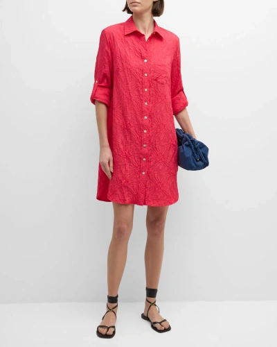 Finley Alex Textured Jacquard Midi Shirtdress In Raspberry