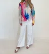 Finley Andie Abstract Watercolor-print Shirt In Multi