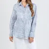 Finley Andie Mended Block Stripe Boyfriend Shirt In Navy In Blue